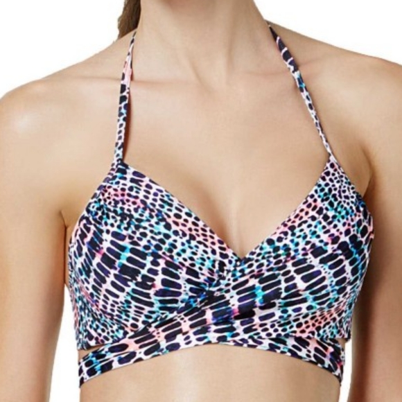 Sundazed Bikini Top Swimsuit Criss Cross Halter Multi Way 36B Print NEW - Picture 13 of 13